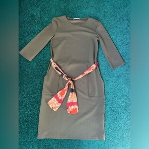 Green Sheath Dress Knee-Length 3/4 Sleeve